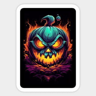 scary smiling pumpkin, halloween design Sticker